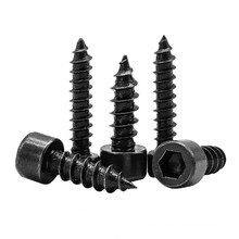 Grade 8.8 Carbon Steel M2 M2.6 M3 M3.5 M4 M5 M6 Black Wood Screw Hex Socket Allen Head Self Tapping Screws